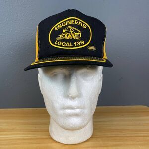 UNITE Engineers Local 139 Men's Trucker Cap Black Yellow Mesh Snapback Hat